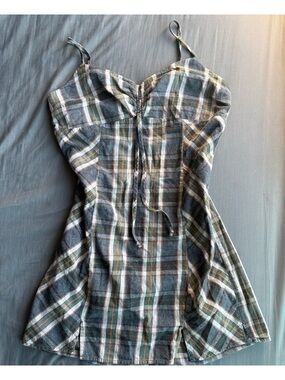 Live to Be Spoiled Plaid Babydoll Cami Top XL - Green Orange White Grunge Fairy